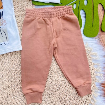 Conj. Blusa Manga Longa Oieee Au Au! e Calça de Moletom - Off White e Ferrugem